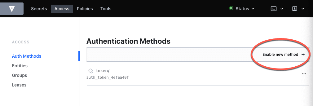 Access - auth enable new method